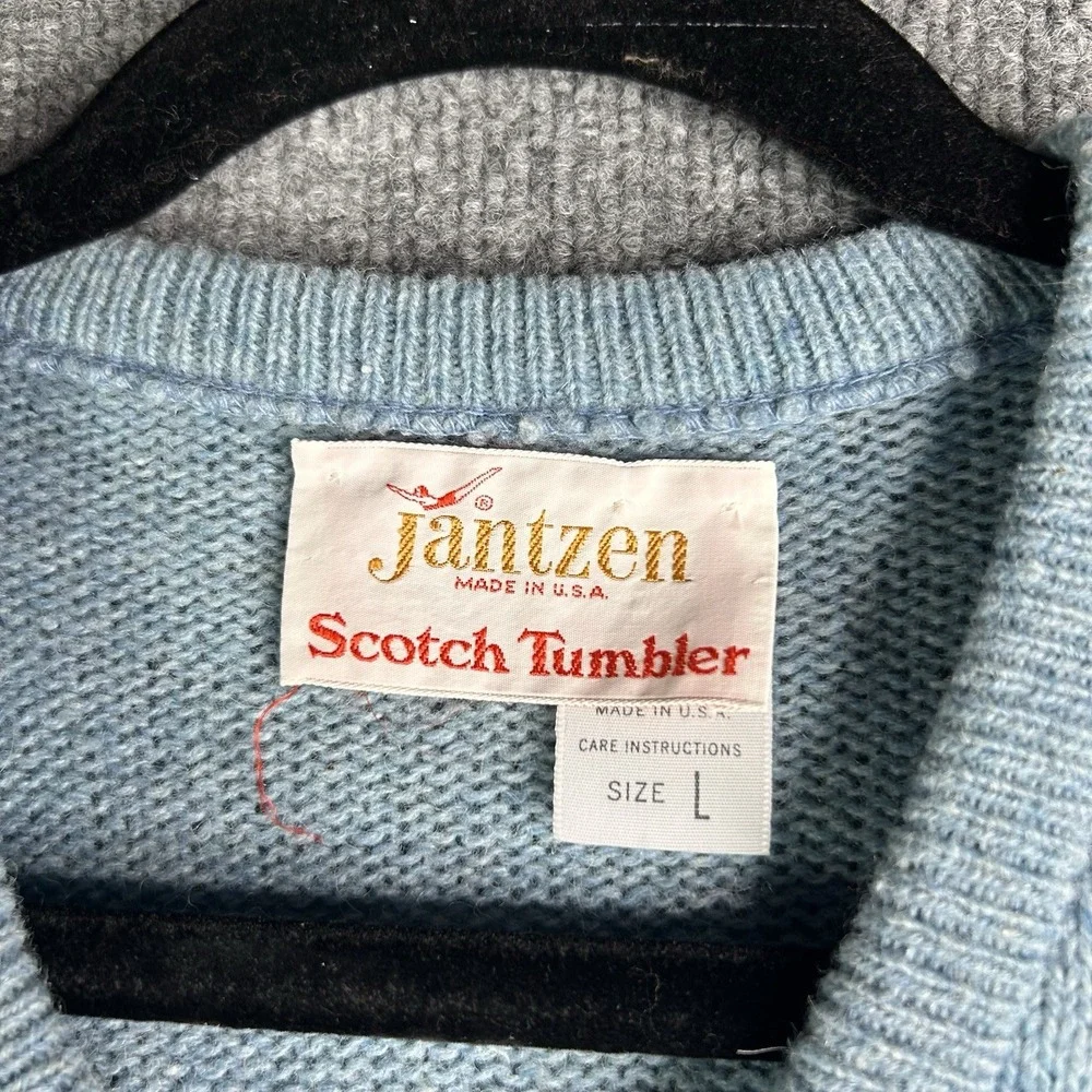 Vintage Jantzen Scotch Tumbler Vest Mens Acrylic Golf Grandpa Size Large‎ Blue